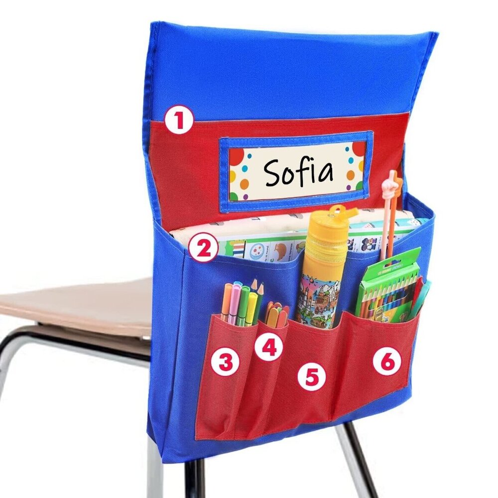 Pacon Homeschooling Chair Back Pocket School Chair Storage Pocket Organizer
